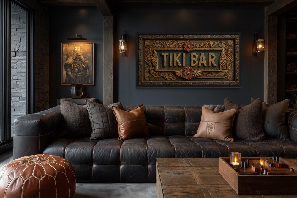 Tiki Bar Framed Sign Canvas Wall Art