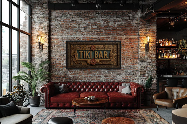 Tiki Bar Framed Sign Canvas Wall Art