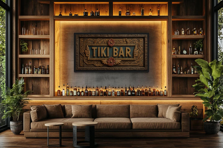 Tiki Bar Framed Sign Canvas Wall Art
