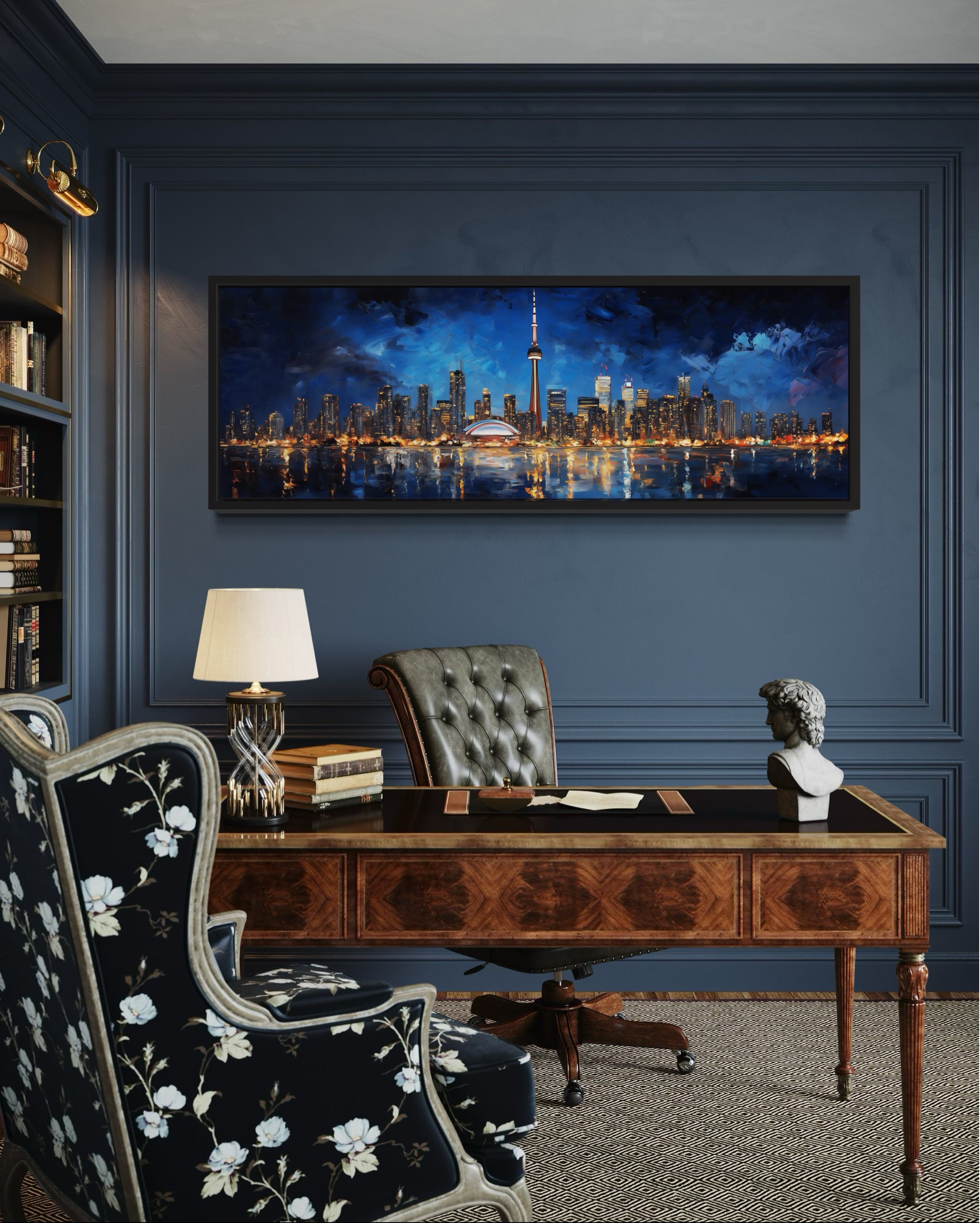 Toronto Skyline Night Canvas Art | Framed Horizontal Wall Art