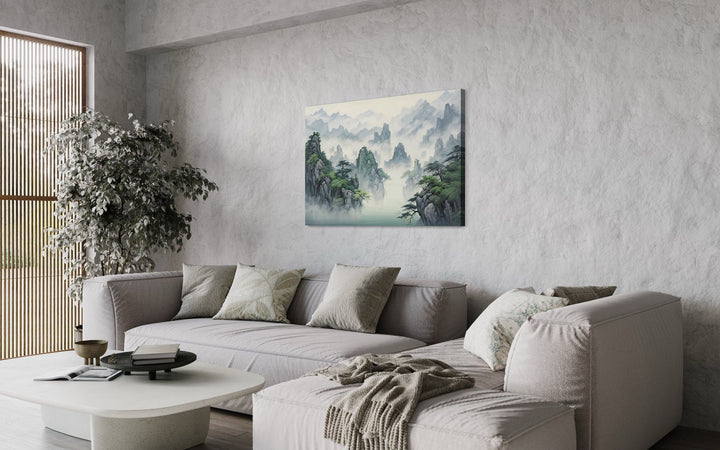 Traditional Chinese Mountain Landscape In Shan Shui Hua Style Framed Canvas Wall Art