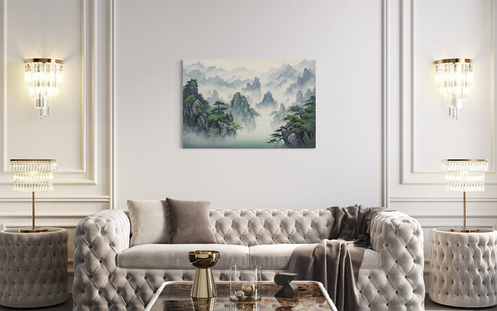 Traditional Chinese Mountain Landscape In Shan Shui Hua Style Framed Canvas Wall Art