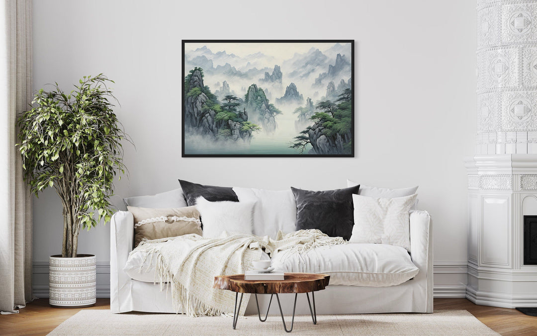 Traditional Chinese Mountain Landscape In Shan Shui Hua Style Framed Canvas Wall Art