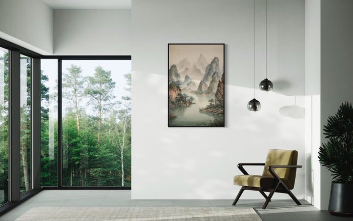 Traditional Chinese Mountains River Landscape Shan Shui Hua Canvas Wall Art