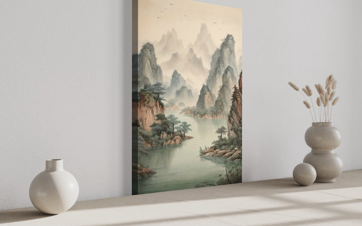 Traditional Chinese Mountains River Landscape Shan Shui Hua Canvas Wall Art