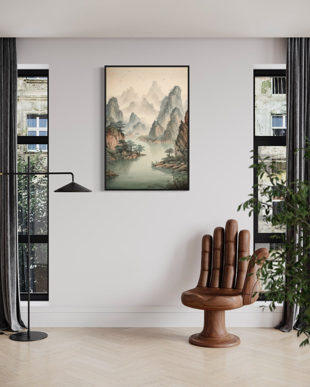 Traditional Chinese Mountains River Landscape Shan Shui Hua Canvas Wall Art