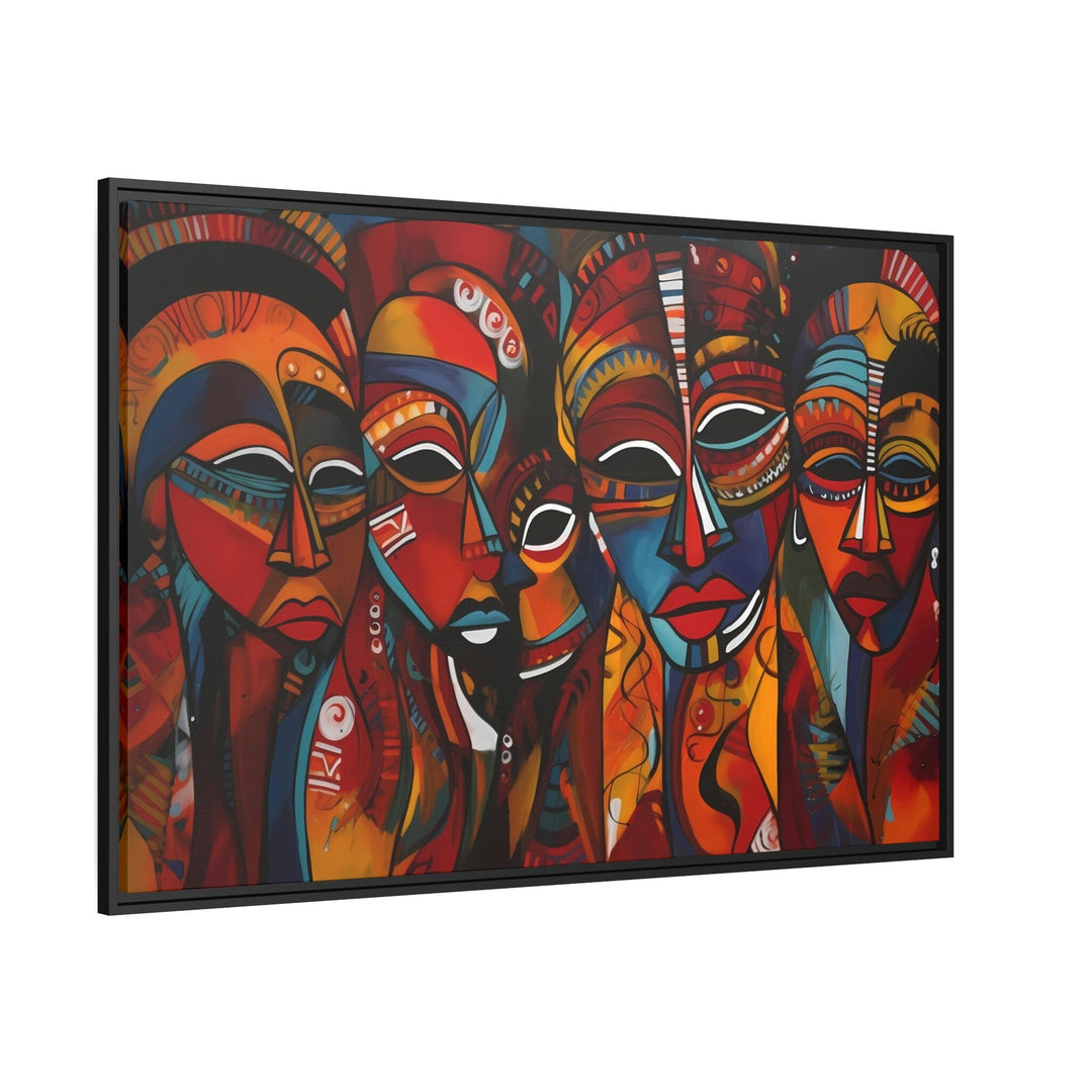 Traditional Red African Masks Framed Canvas Wall Art