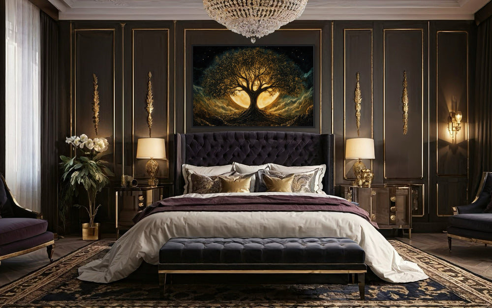 Tree Of Life Wall Art - Framed Canvas Print | Norse Mythology Yggdrasil Decor