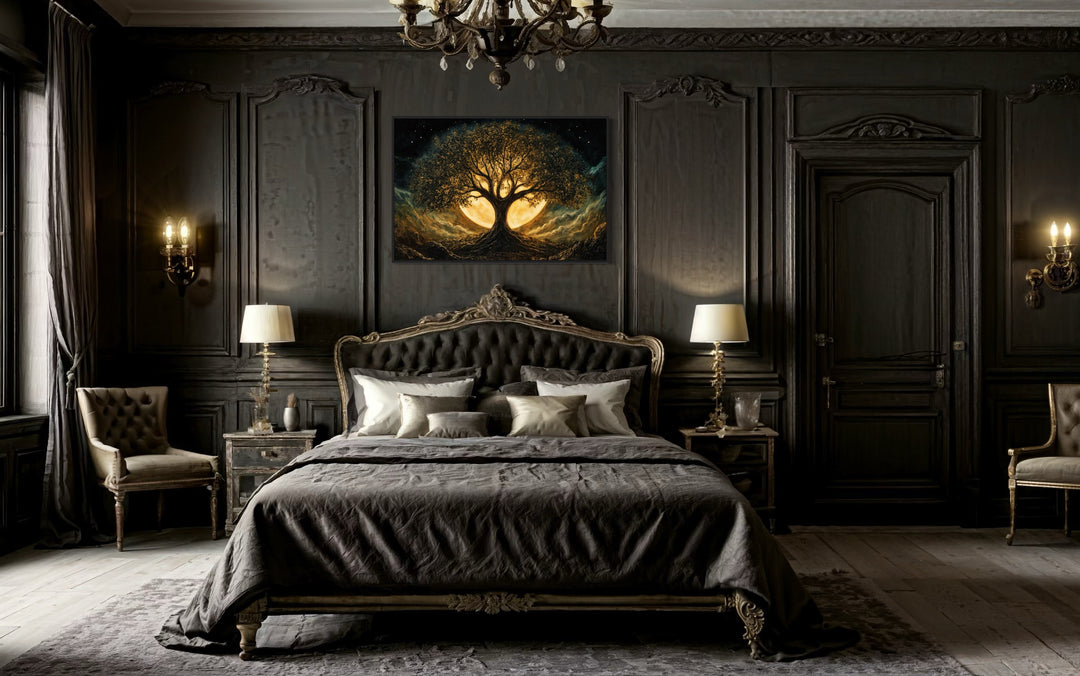 Tree Of Life Wall Art - Framed Canvas Print | Norse Mythology Yggdrasil Decor