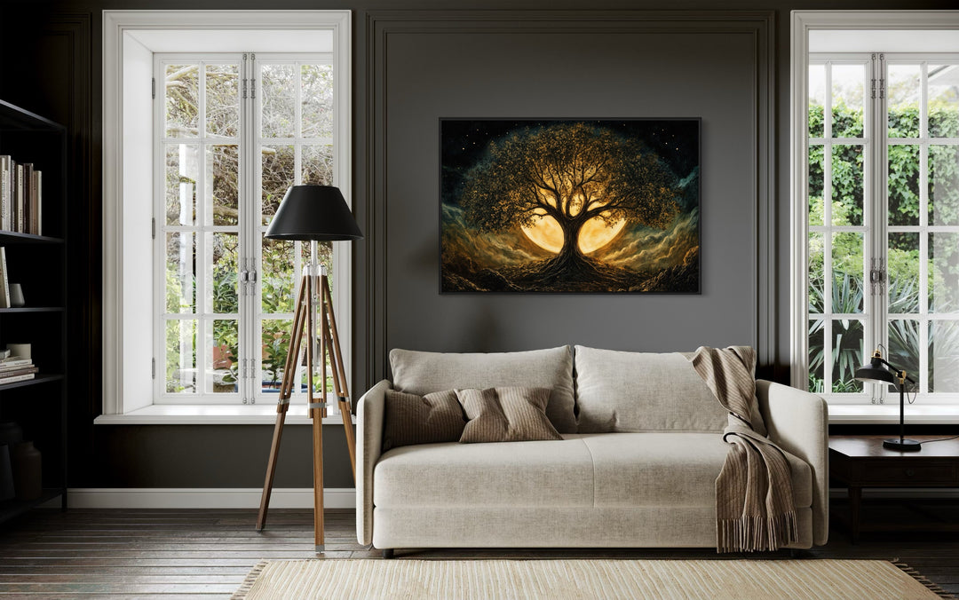 Tree Of Life Wall Art - Framed Canvas Print | Norse Mythology Yggdrasil Decor
