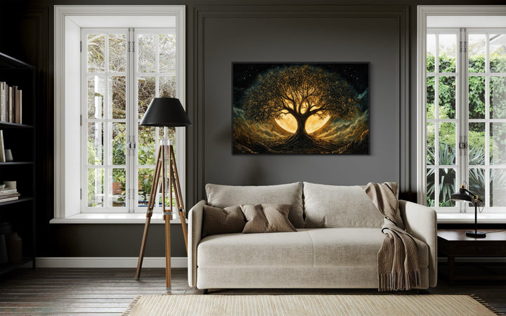 Tree Of Life Wall Art - Framed Canvas Print | Norse Mythology Yggdrasil Decor
