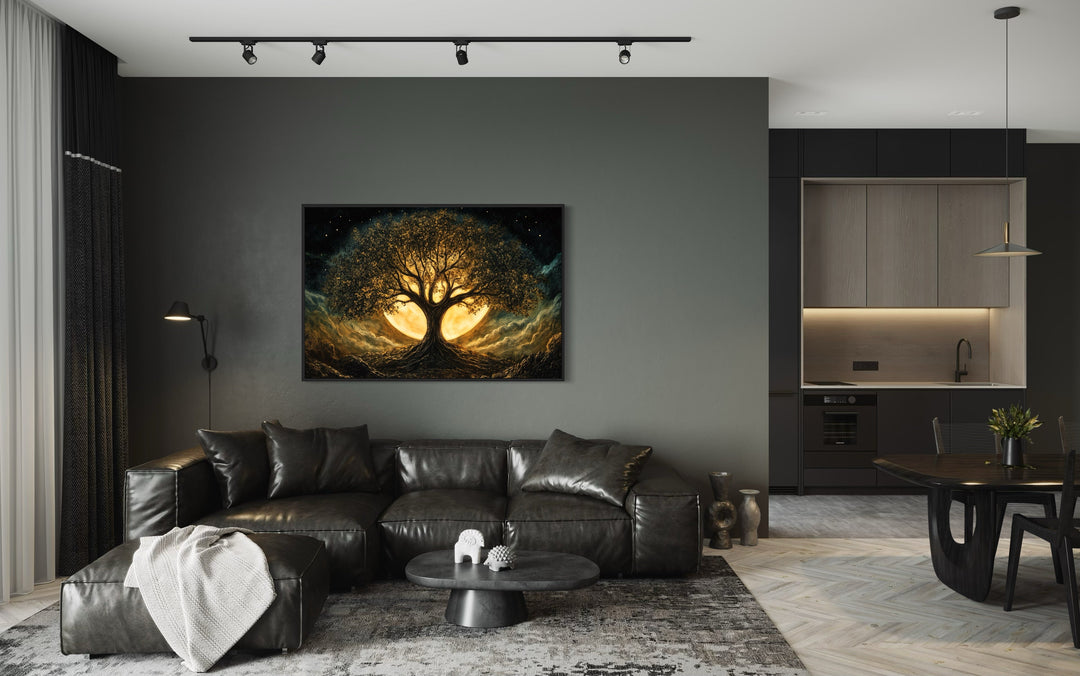 Tree Of Life Wall Art - Framed Canvas Print | Norse Mythology Yggdrasil Decor