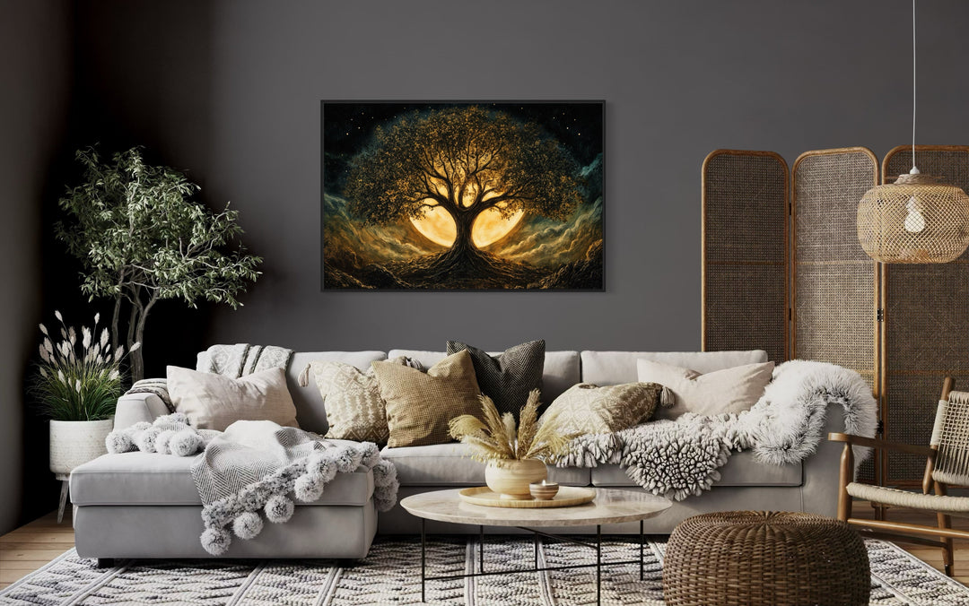 Tree Of Life Wall Art - Framed Canvas Print | Norse Mythology Yggdrasil Decor