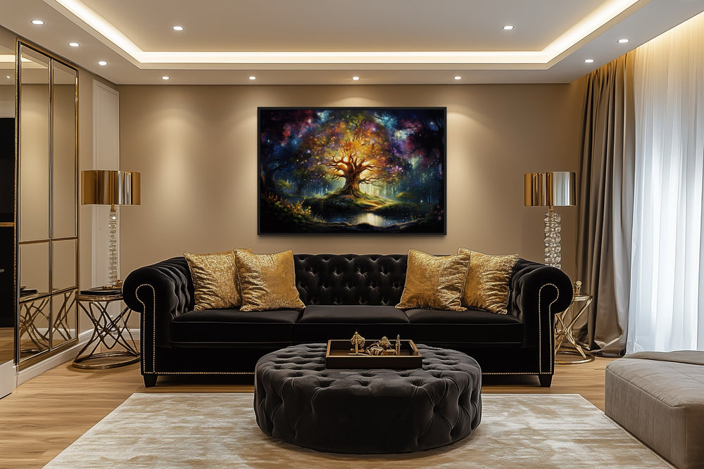 Tree of Knowledge Colorful Framed Canvas Wall Art