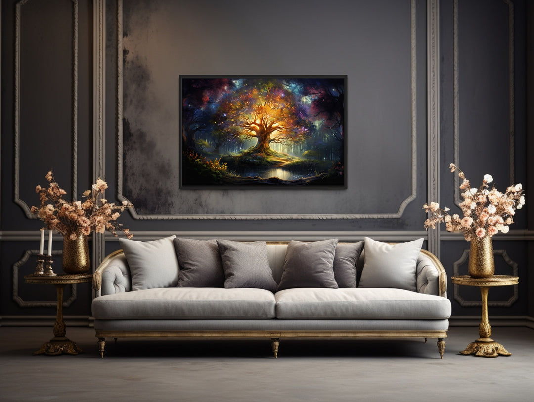 Tree of Knowledge Colorful Framed Canvas Wall Art