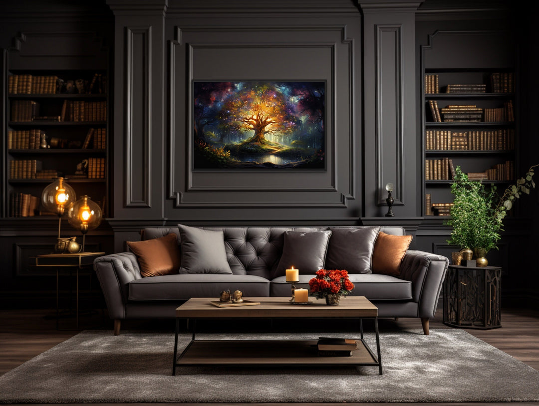 Tree of Knowledge Colorful Framed Canvas Wall Art