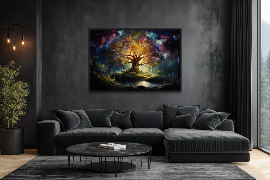 Tree of Knowledge Colorful Framed Canvas Wall Art