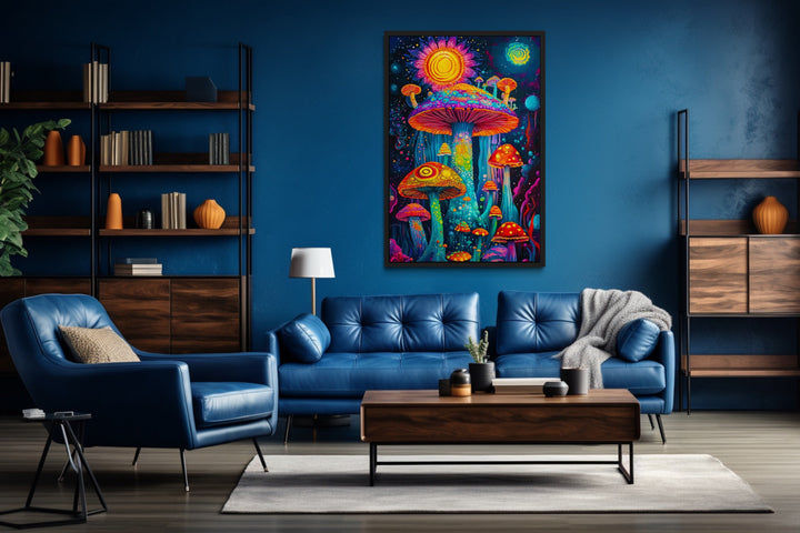 Trippy Mushrooms Framed Canvas Wall Art