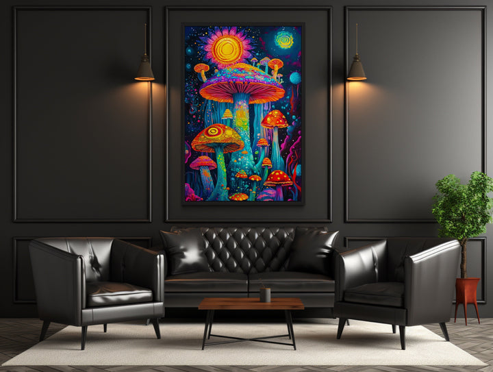 Trippy Mushrooms Framed Canvas Wall Art