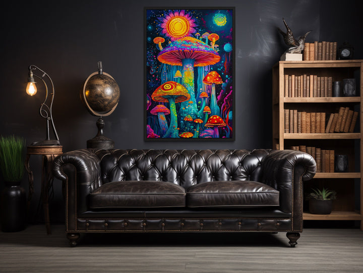 Trippy Mushrooms Framed Canvas Wall Art