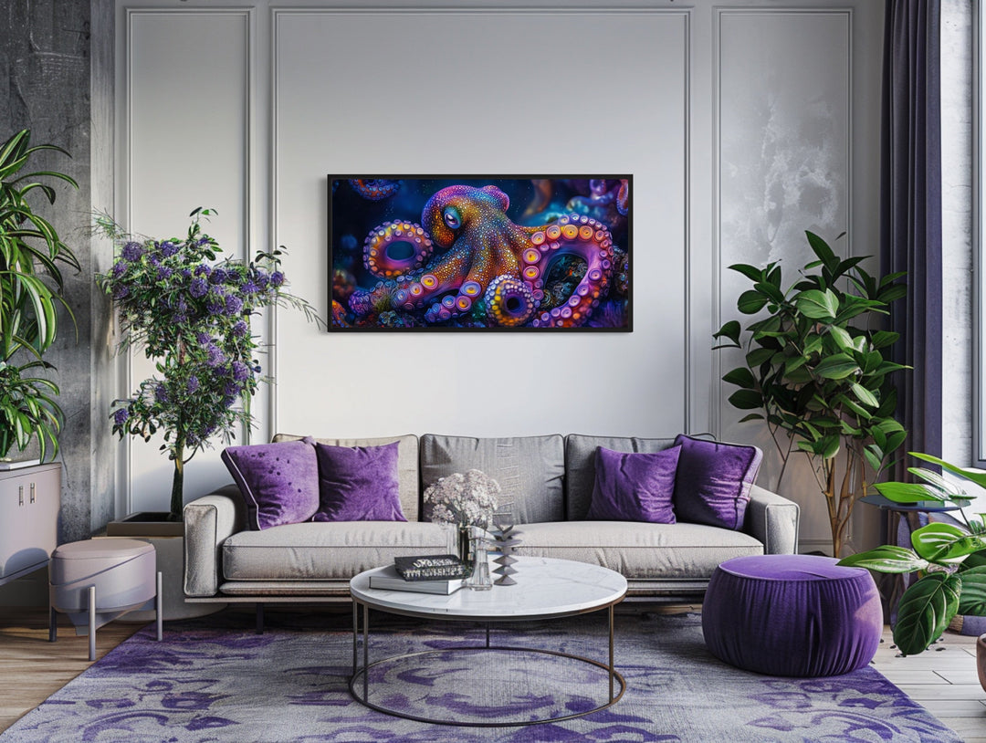 Trippy Octopus Framed Canvas Wall Art