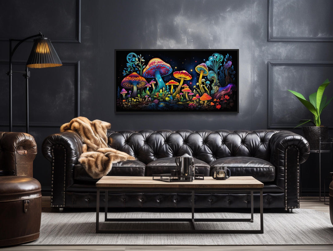 Trippy Psychedelic Mushrooms Framed Canvas Wall Art