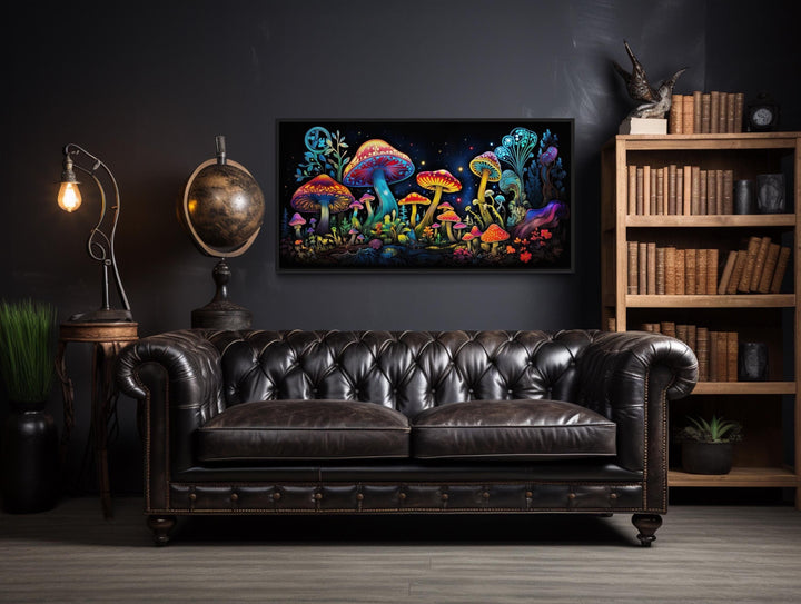 Trippy Psychedelic Mushrooms Framed Canvas Wall Art