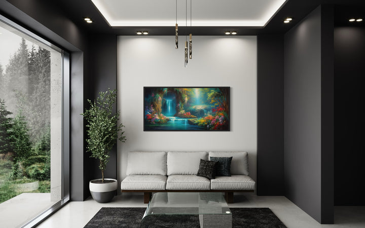 Tropical Forest Wall Art - Waterfall Canvas Print | Enchanted Magical Rainforest Painting