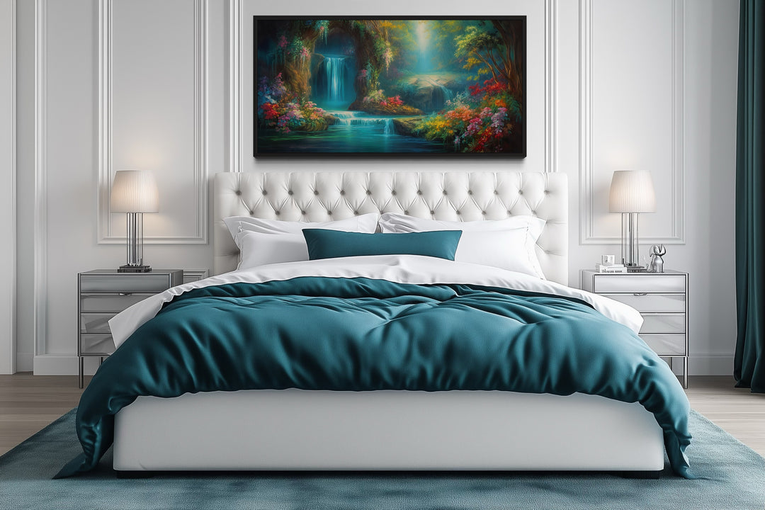 Tropical Forest Wall Art - Waterfall Canvas Print | Enchanted Magical Rainforest Painting