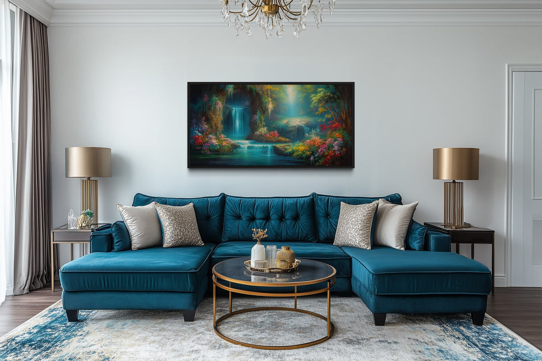 Tropical Forest Wall Art - Waterfall Canvas Print | Enchanted Magical Rainforest Painting