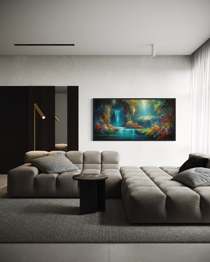 Tropical Forest Wall Art - Waterfall Canvas Print | Enchanted Magical Rainforest Painting