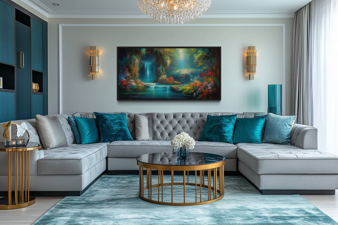 Tropical Forest Wall Art - Waterfall Canvas Print | Enchanted Magical Rainforest Painting