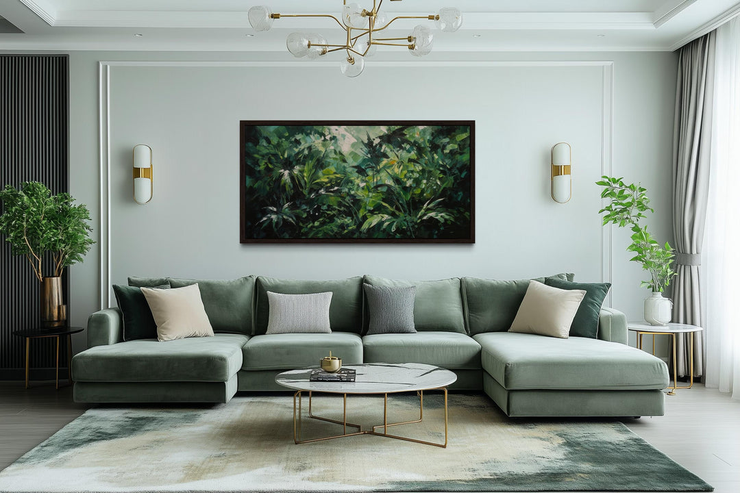 Tropical Jungle Canvas Art – Lush Green Rainforest Wall Decor With Floating Frame