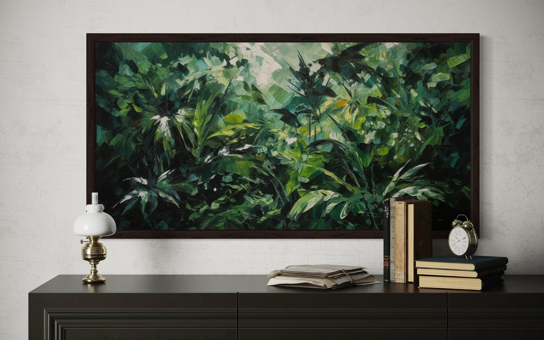 Tropical Jungle Canvas Art – Lush Green Rainforest Wall Decor With Floating Frame