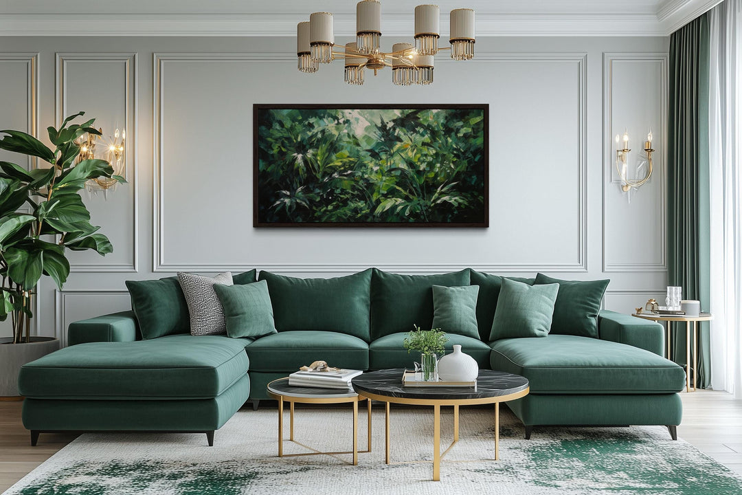 Tropical Jungle Canvas Art – Lush Green Rainforest Wall Decor With Floating Frame