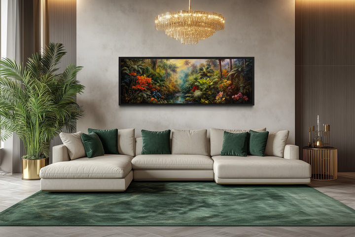 Tropical Rainforest Long Horizontal Framed Canvas Wall Art