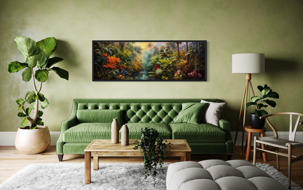 Tropical Rainforest Long Horizontal Framed Canvas Wall Art