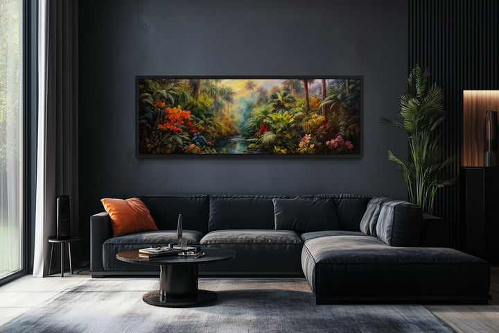 Tropical Rainforest Long Horizontal Framed Canvas Wall Art
