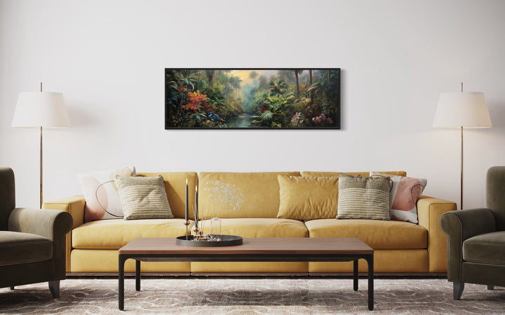 Tropical Rainforest Long Horizontal Framed Canvas Wall Art