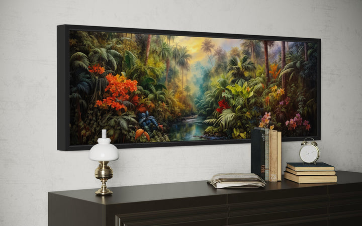 Tropical Rainforest Long Horizontal Framed Canvas Wall Art