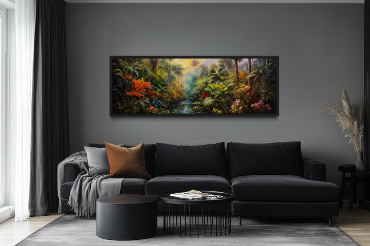 Tropical Rainforest Long Horizontal Framed Canvas Wall Art