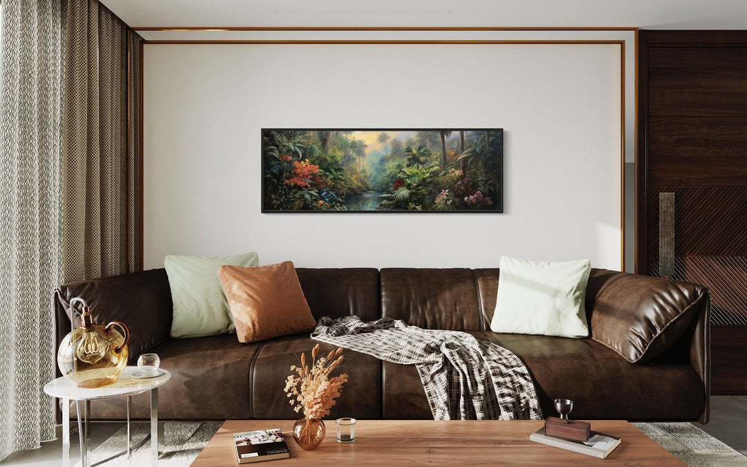 Tropical Rainforest Long Horizontal Framed Canvas Wall Art