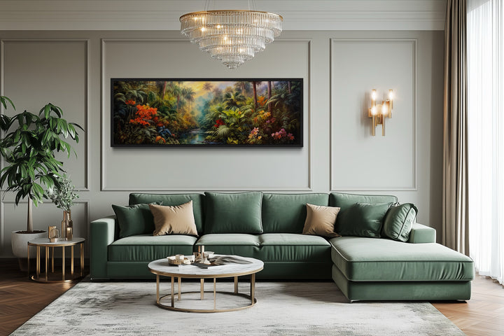 Tropical Rainforest Long Horizontal Framed Canvas Wall Art