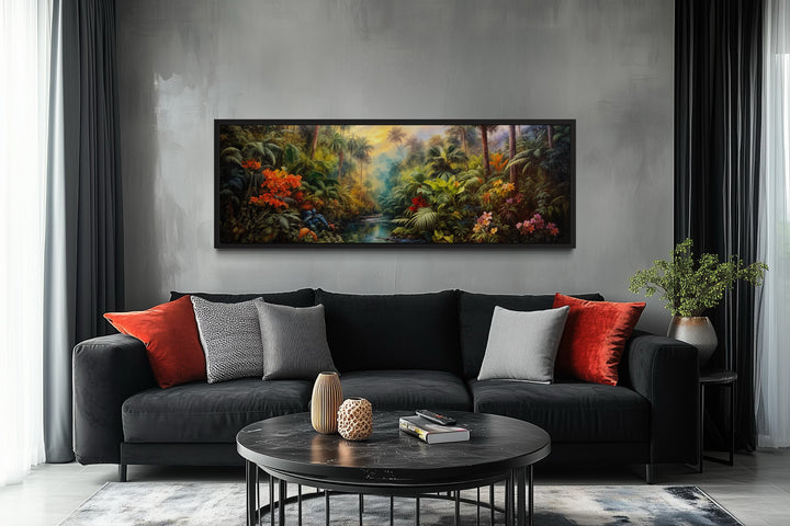 Tropical Rainforest Long Horizontal Framed Canvas Wall Art