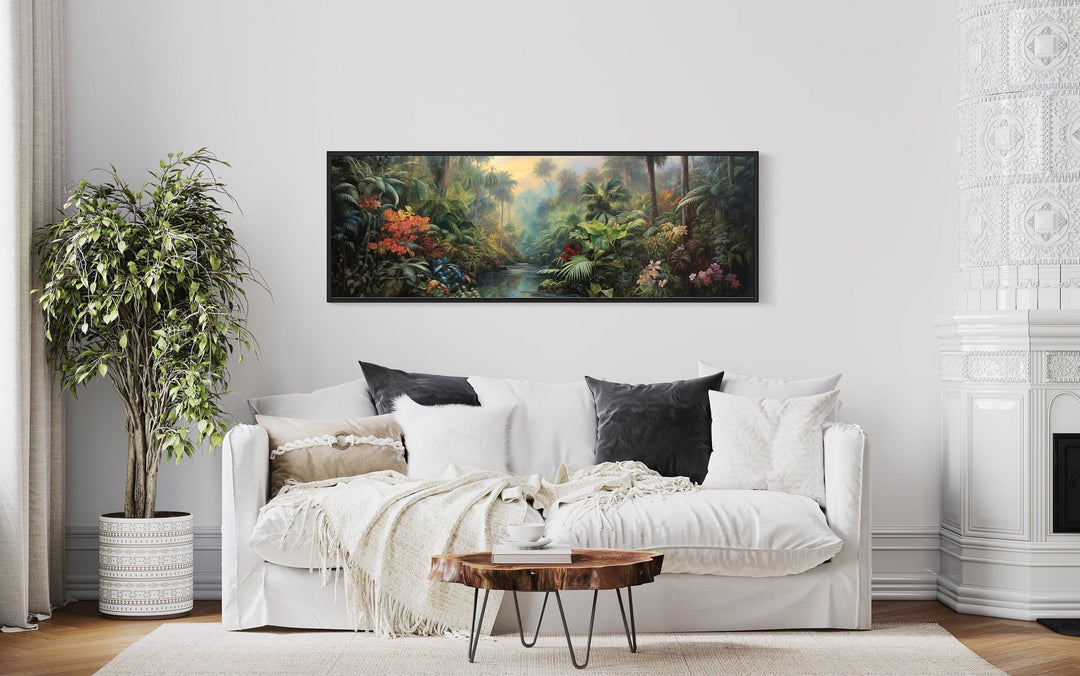 Tropical Rainforest Long Horizontal Framed Canvas Wall Art