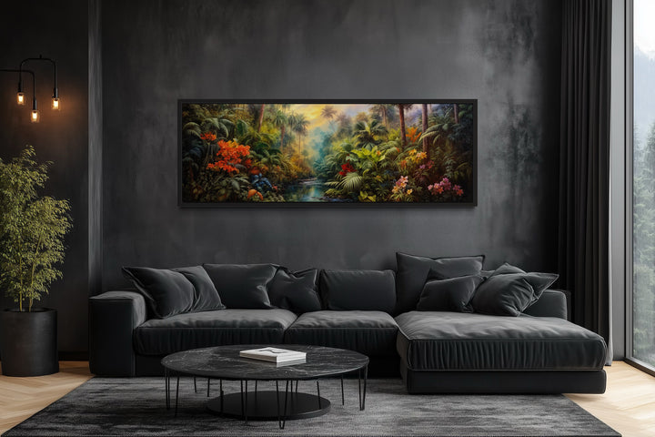 Tropical Rainforest Long Horizontal Framed Canvas Wall Art