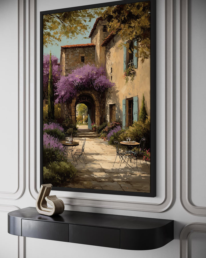 Tuscan Courtyard Canvas Rustic Italian Villa Painting | Mediterranean Wall Art