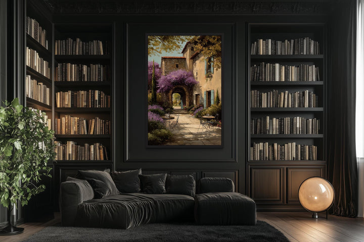 Tuscan Courtyard Canvas Rustic Italian Villa Painting | Mediterranean Wall Art