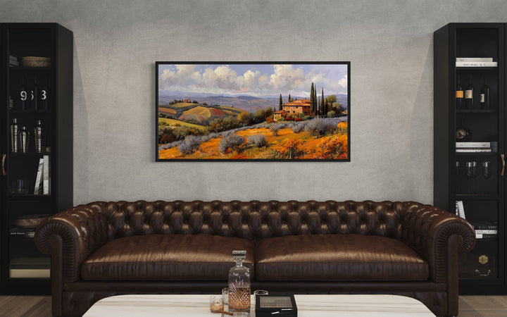 Tuscan Landscape Wall Art - Framed Canvas Italian Landscape Print for Dining Room Decor