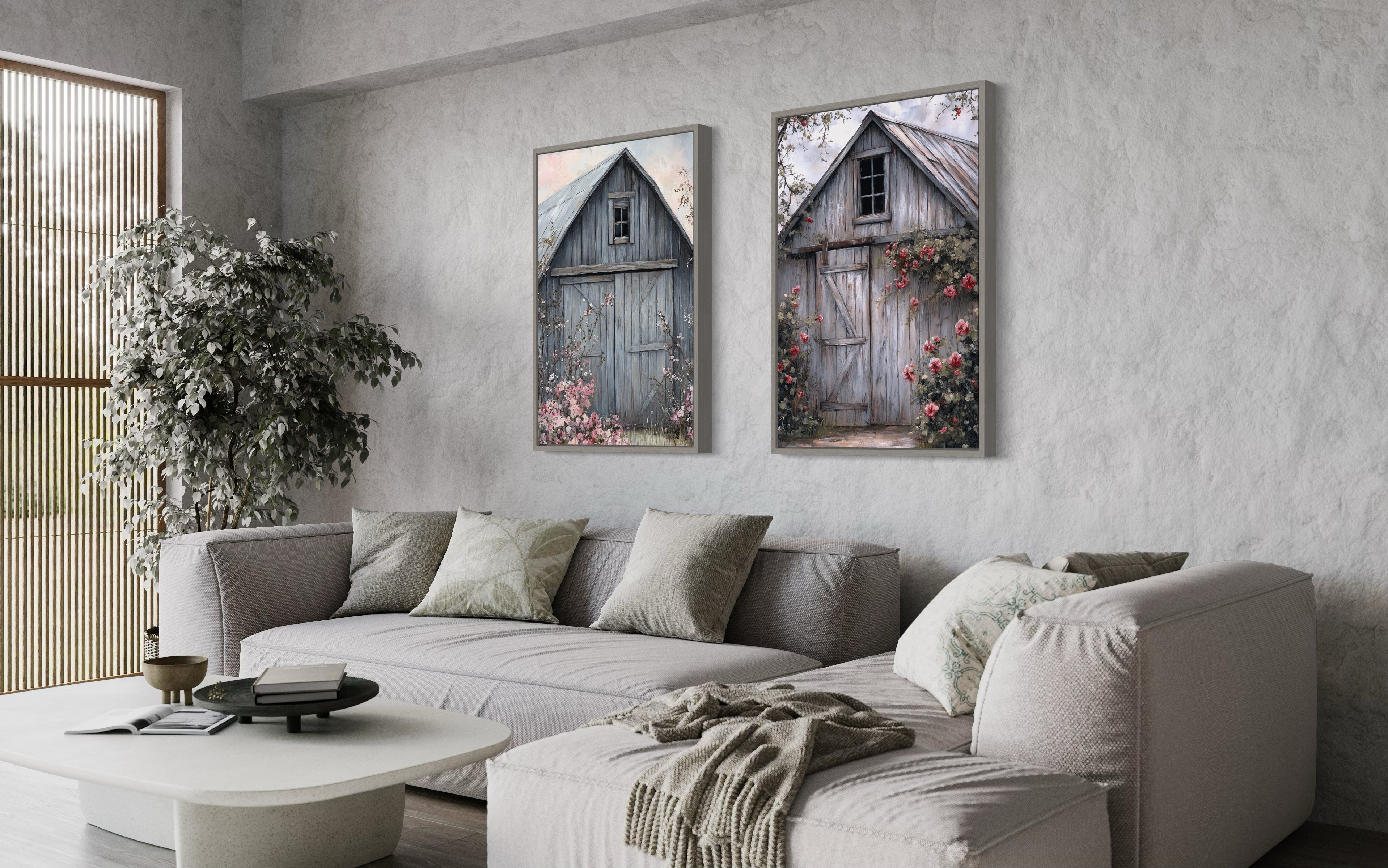 Rustic Grey Barn Doors Canvas Wall Art | Farmhouse Decor – Wall